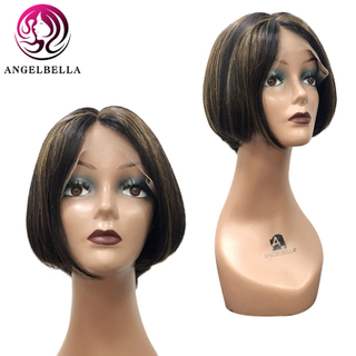 Short Wigs Human Hair Part Lace Wig Middle Part Highlight Color Brazilian Remy Hair Bob Wigs 