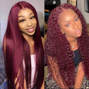 Straight 99J Lace Frontal Glueless Wig Pre Plucked with Baby Hair