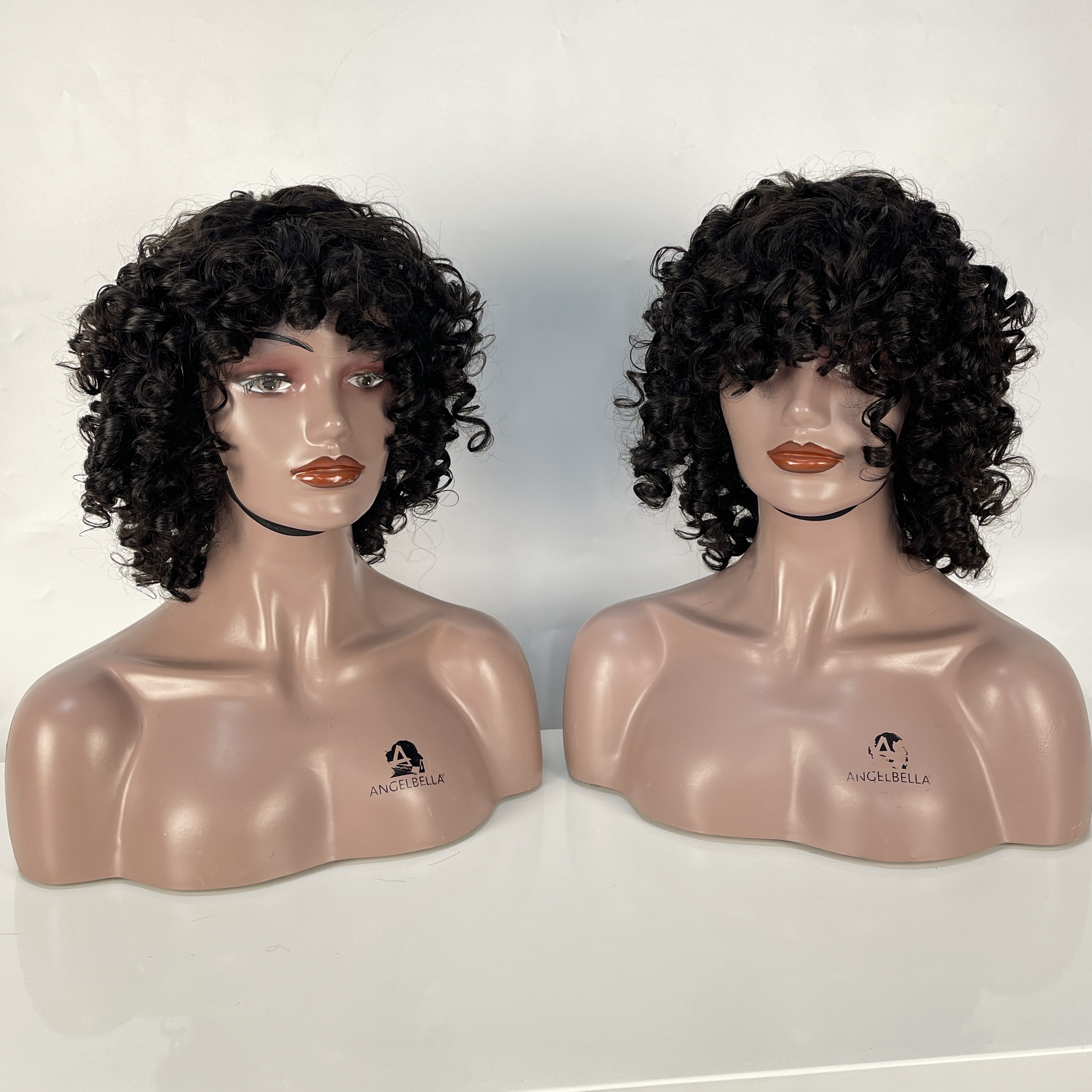 Short Afro Curly Wigs with Bangs for Women Kinky Curly Hair Wig Big Bouncy Fluffy Curly Wig