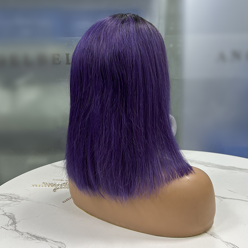 Purple Ombre Wig Colorful Wigs for Girls Shoulder Length Synthetic Raven Cosplay Party Wigs for Women