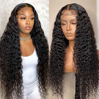 13X4 Transparent Lace Frontal Deep Wave Natural Look Human Hair Wig