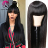 10A Brazilian Wig with Bangs 150% Density Full Machine Made Wigs Human Hair Glueless Natural Color