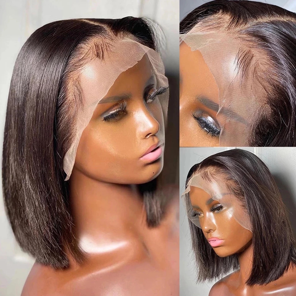 Transparent Lace Front Wigs Human Hair 13x4x1 T Part Bob Wigs