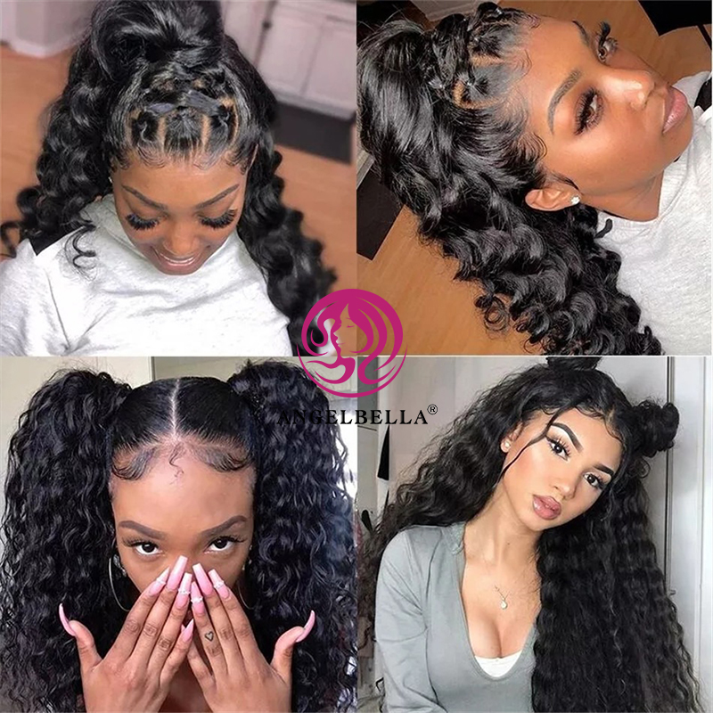 AngelBella Glory Virgin Hair Raw Human Hair 13X4 Loose Deep Wave Hd Full Lace Front Wigs For Black Women