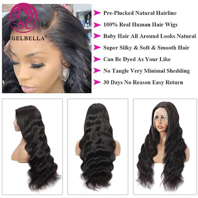 AngelBella Queen Doner Virgin Hair Body Wave 13X4 HD Full Lace Frontal Wig Raw Brazilian Human Hair Hd Lace Wig HD Lace Front Human Hair Wigs