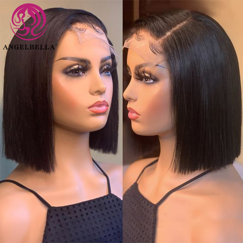  AngelBella DD Diamond Hair Short Natural Color Double Drawn Human Hair Vietnamese Bob Lace Wigs for Balck Women 