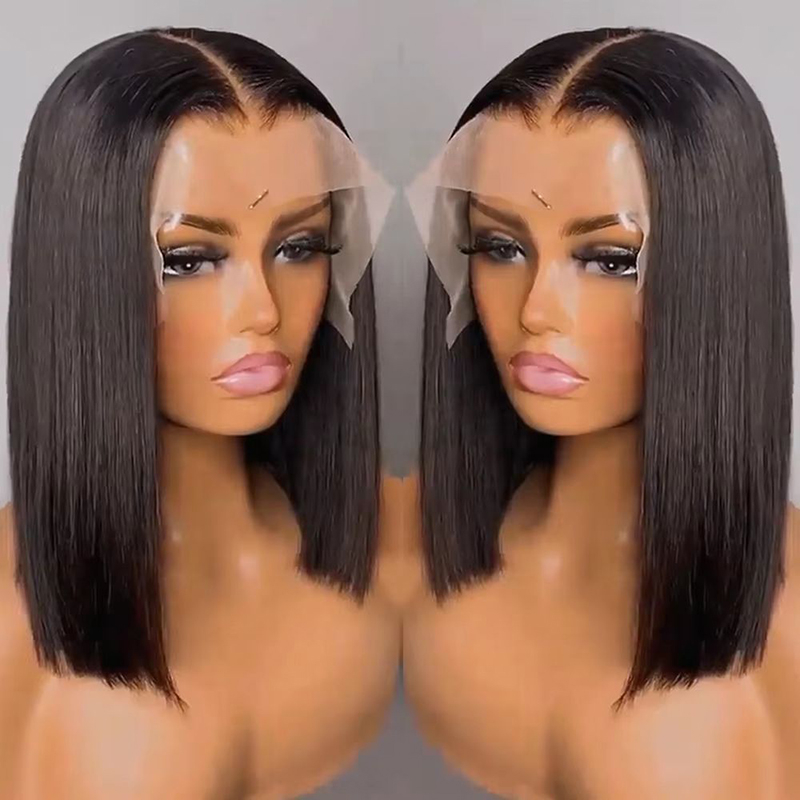Wholesale 13x4 Natural Black Vietnam Human Hair Glueless Lace Front Wig Straight Short Bob Lace Frontal Wigs for Black Women