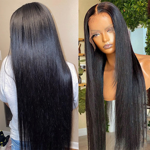 AngelBella High Quality Human Hair Wig Virgin Brazilian Hair Glueless Human Hair Wig Straight Lace Front Wig for Black Women
