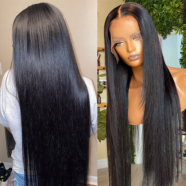 AngelBella High Quality Human Hair Wig Virgin Brazilian Hair Glueless Human Hair Wig Straight Lace Front Wig for Black Women