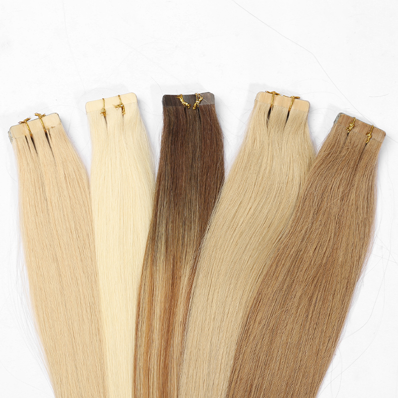 Tape in Extensions 100% Raw Virgin Human Hair Wholesales Cuticle Aligned Hair Bone Straight Tape in Hair Extensions Natural