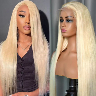 AngelBella 13x4 613 Blond Glueless Transparent Swiss Lace Front Wigs Straight Human Hair Lace Frontal Wig for Women