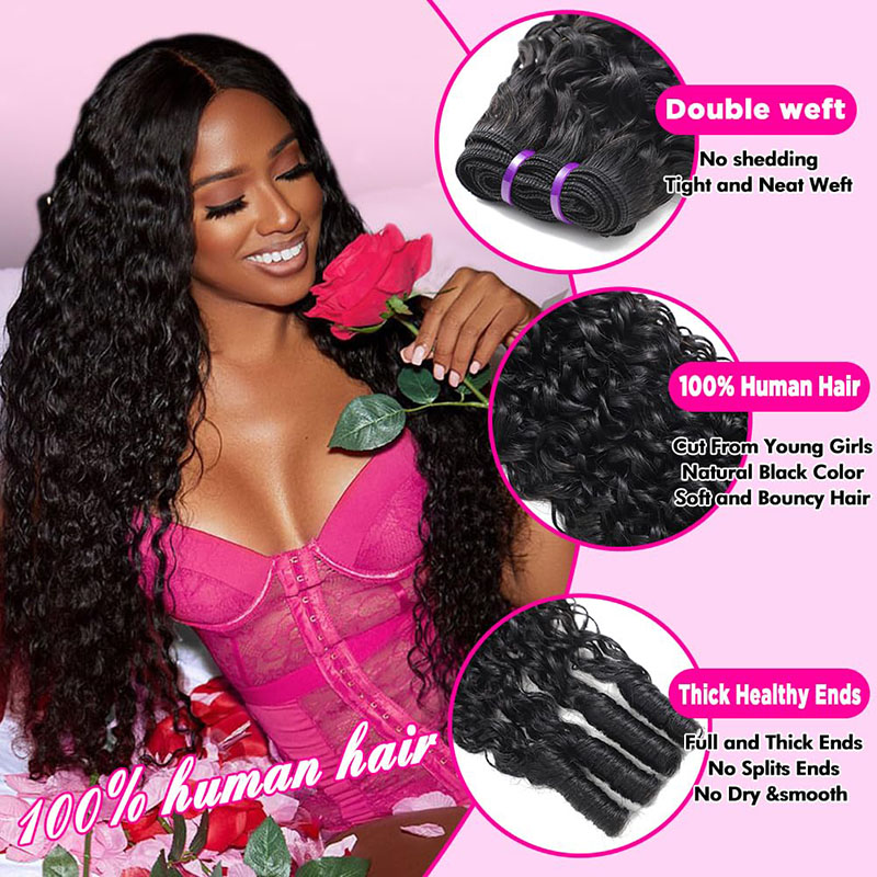 Factory wholesale Burmese Curly Human Hair Bundles 8-40 Inch Top Grade Unprocessed Virgin Burmese Water wave Hair Extension 100% Real Human Hair Natural Color Human Hair Weft Extensions
