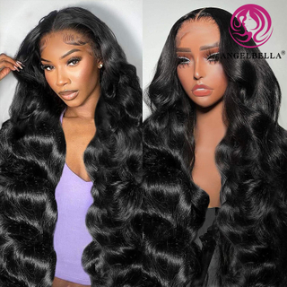 AngelBella 30 Inch 13x4 Lace Front Virgin Human Hair Wigs Brazilian Body Wave Glueless HD Lace Frontal Wig for Black Women