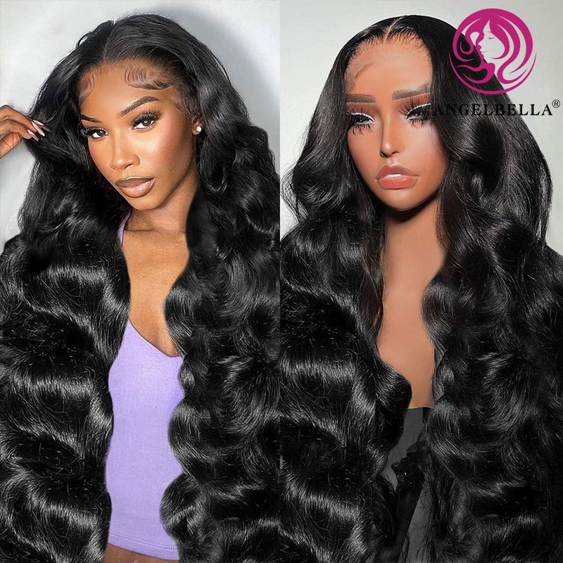 AngelBella 30 Inch 13x4 Lace Front Virgin Human Hair Wigs Brazilian Body Wave Glueless HD Lace Frontal Wig for Black Women