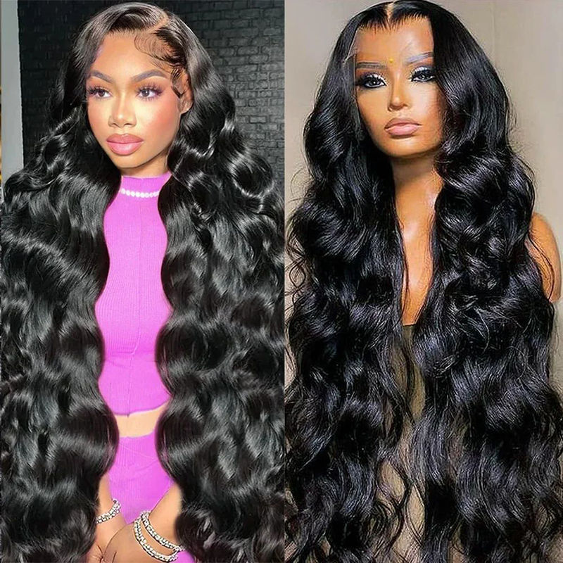 Wholesale Brazilian Virgin Hair 180% Density Transparent Glueless Body Wave 4x4 5x5 Lace Closure Human Hair Wig for Black Women