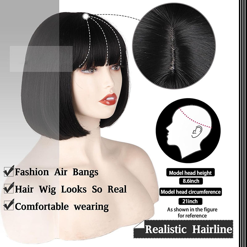 Full Machine Straight Bob Wigs with Bang for Women 8 10 12 14 16 Inch