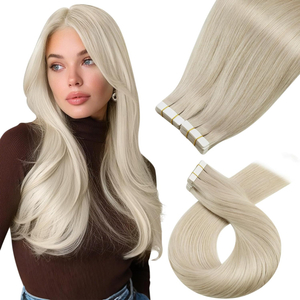 Angelbella Vendor Wholesale Blonde Tape in Extensions Real Human Hair Invisible Hair Extensions Tape ins Platinum Blonde PU Skin Weft Tape in Hair Extensions Real Hair for Women 8-32 Inch
