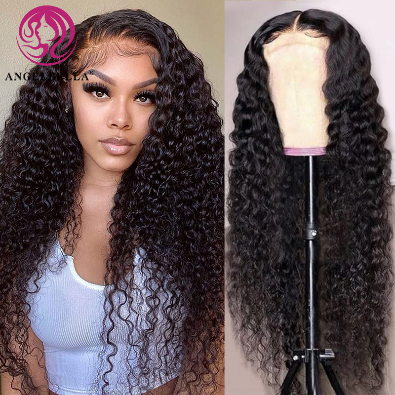 Angelbella Queen Doner Virgin Hair 13x4 Brazilian Full Lace Deep Wave Transparent Swiss Lace Frontal Human Hair Wigs