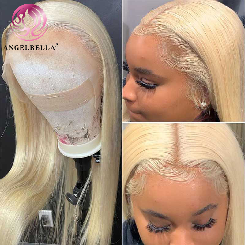Angelbella Glory Virgin Hair 13X4 Bone Straight 613 Raw Human Hair HD Lace Frontal Extensions Wigs 
