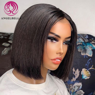  AngelBella DD Diamond Hair Short Natural Color Double Drawn Human Hair Vietnamese Bob Lace Wigs for Balck Women 