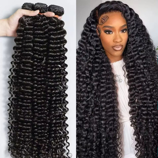 Angelbella Wholesale Natural Color Brazilian Virgin Hair Vendor Double Drawn Deep Wave Human Hair Weave Extension Bundles for Black Women