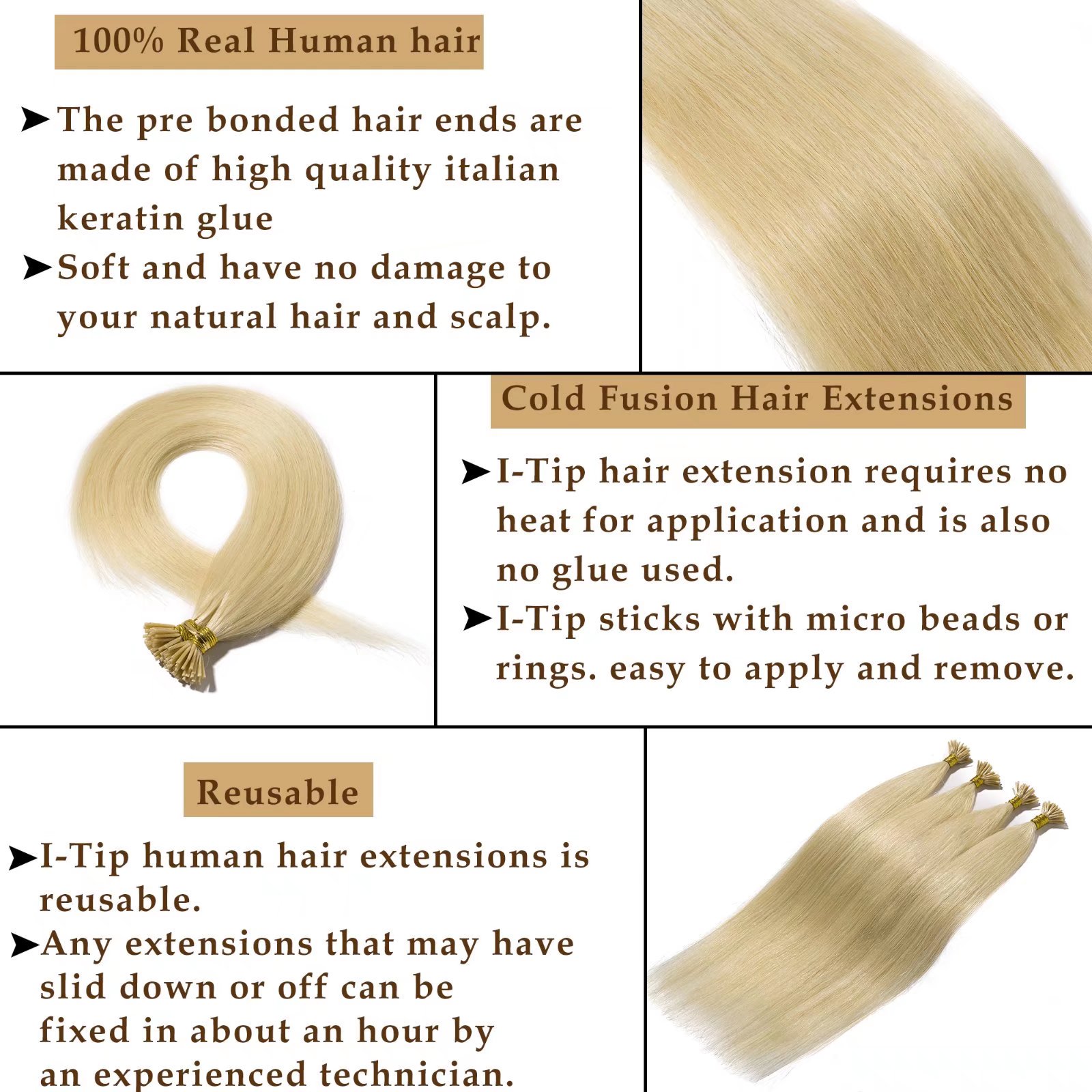 100% Raw Virgin Human Hair I-tip Tape Extensions Cuticle Aligned Bone Straight I-tip Tape Hair Wholesale