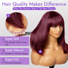 99J Red Bob Remy Wigs With Bangs 10inch Machine Made Wig Burgundy