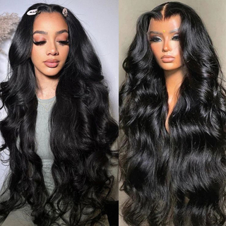 AngelBella Wholesale Long Body Wave Transparent Lace Frontal 4X4 Lace Closure Brazilian Raw Human Hair Wig