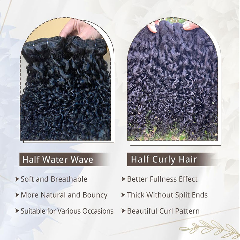 Pixie Curly Bundles Human Hair Water Wave Human Hair Bundles 8-24 Inch Kinkycurly Bundles Quick Weave Water Wave with Spiral Curly End 100% Raw Virgin Hair Extensions