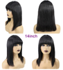 Black Bob Wig with Bangs Full Machine Made Short Straight Bob Wigs for Black Women 8 10 12 14 16 Inch