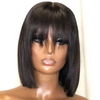 Black Bob Wig with Bangs Full Machine Made Short Straight Bob Wigs for Black Women 8 10 12 14 16 Inch