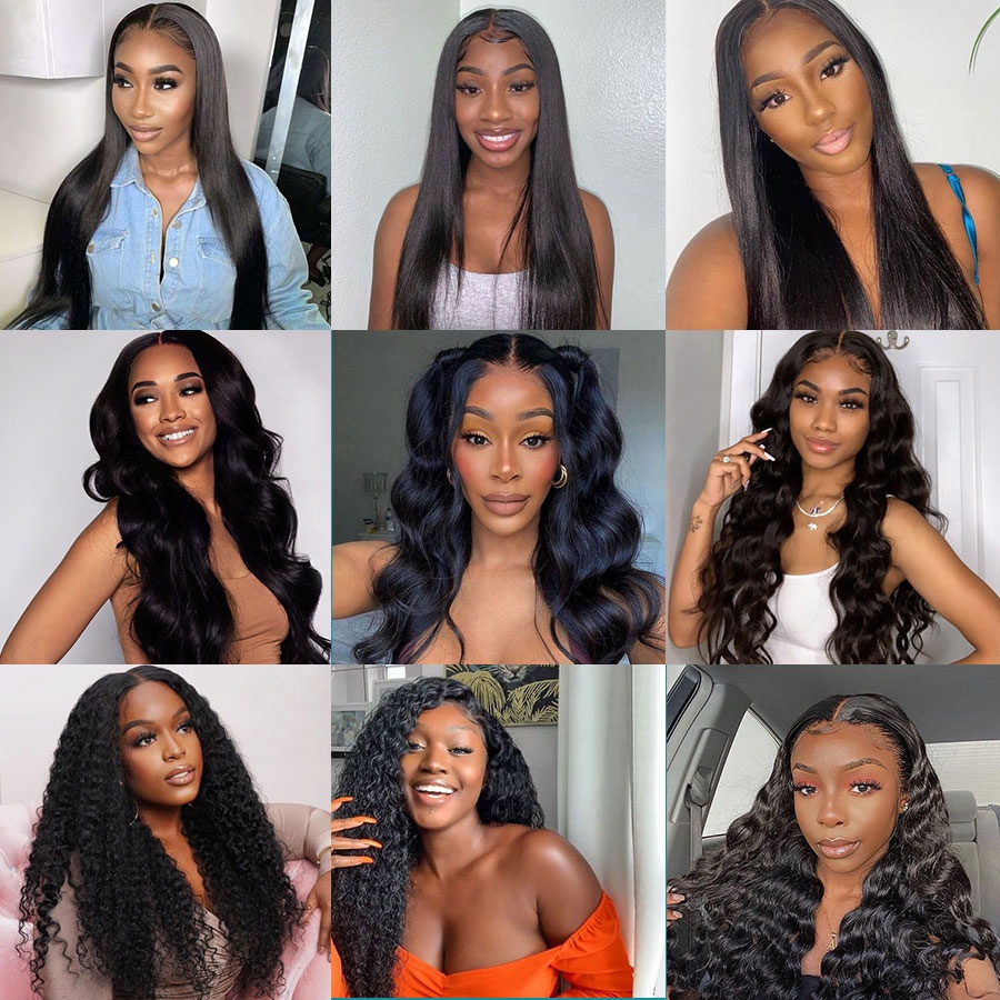 Natural Color High Quality Straight Glueless Lace Front Wig Closure Human Hair Transparent 4x4 Lace Frontal Wigs for Black Women