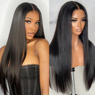 Natural Color High Quality Straight Glueless Lace Front Wig Closure Human Hair Transparent 4x4 Lace Frontal Wigs for Black Women