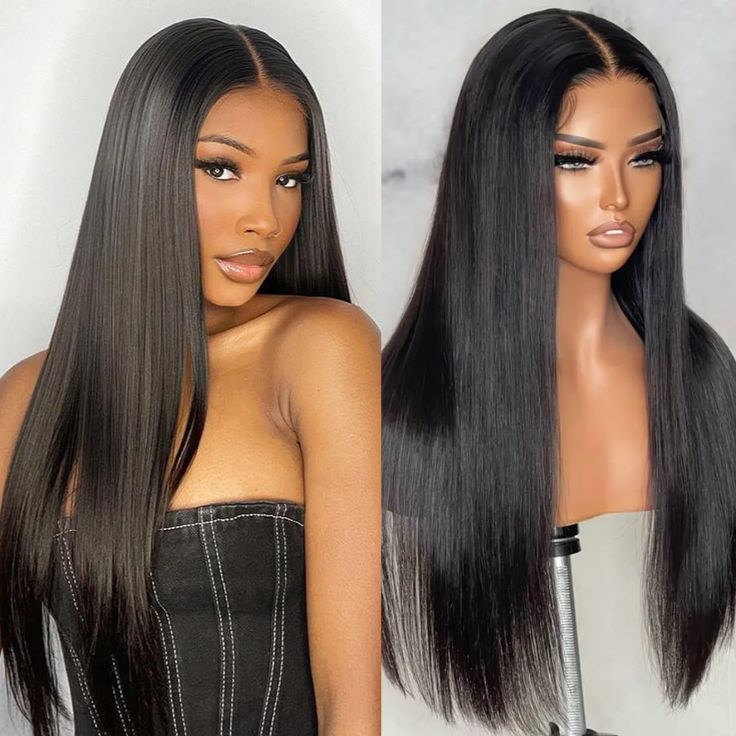 Natural Color High Quality Straight Glueless Lace Front Wig Closure Human Hair Transparent 4x4 Lace Frontal Wigs for Black Women