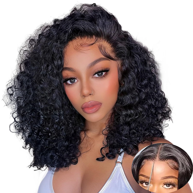 Deep Wave Wig Remy Hair Part Lace Wig Pre Plucked Human Hair Lace Part Wiigs