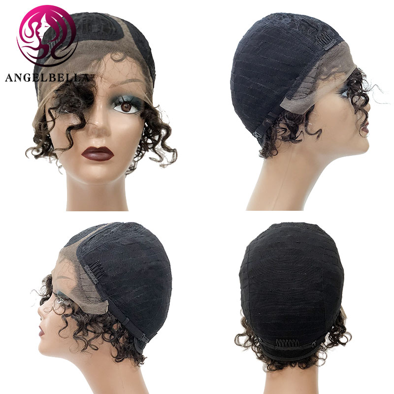Short Curly Wigs 10 Inches Pixie Cut Curly Wigs Short Human Hair Wig for Women