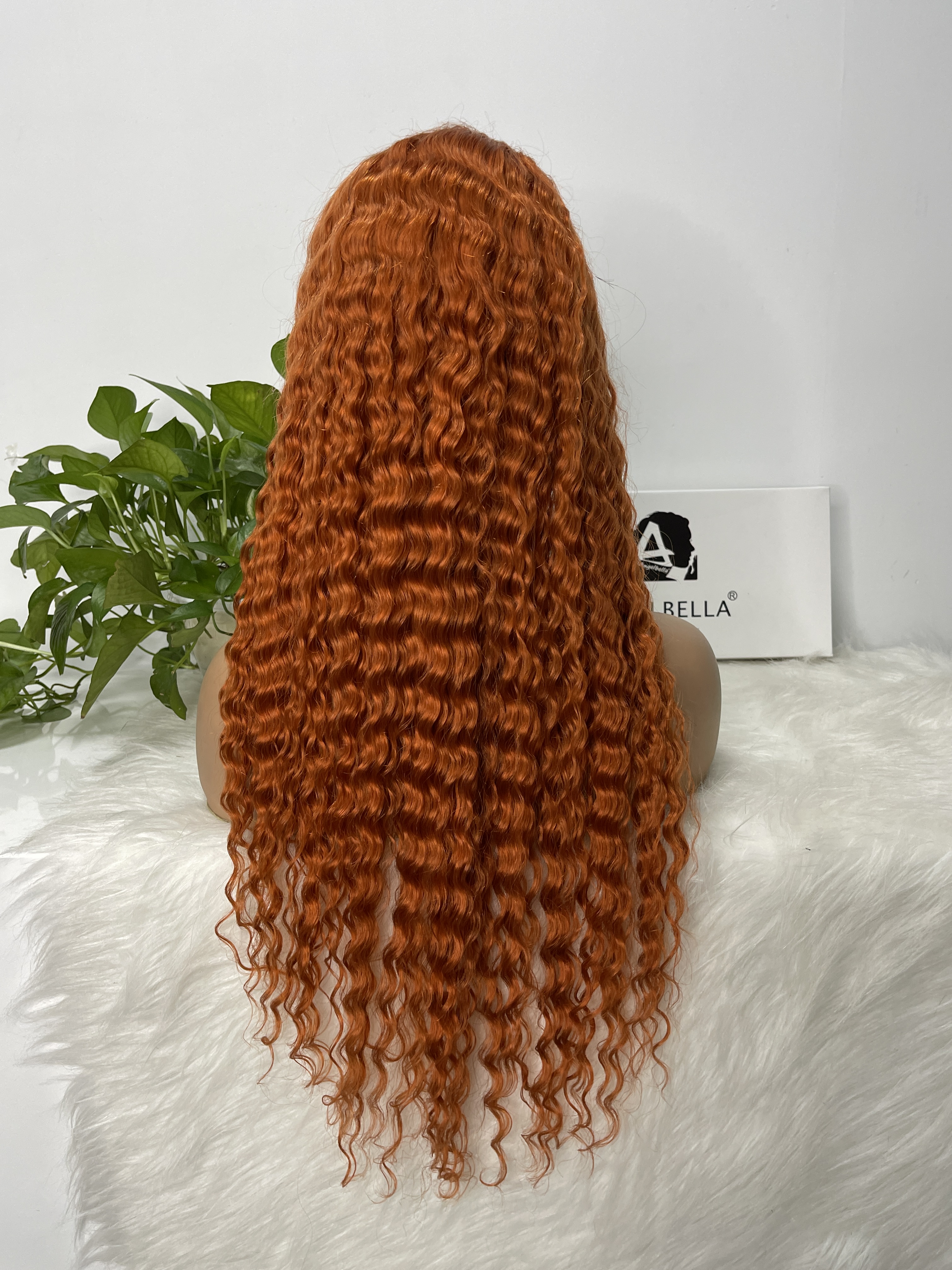 Angelbella 2022 New Style Orange Ginger Color 13X1x4 T Part Lace Front Wig Human Hair 