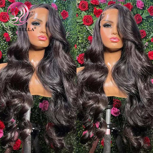 Angelbella Queen Doner Virgin Hair Raw Brazilian13x6 1B# Deep Wave Human Hair HD Lace Front Wigs 