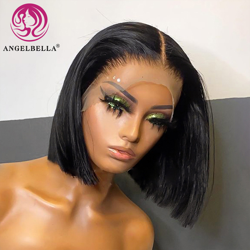  AngelBella DD Diamond Hair Short Natural Color Double Drawn Human Hair Vietnamese Bob Lace Wigs for Balck Women 