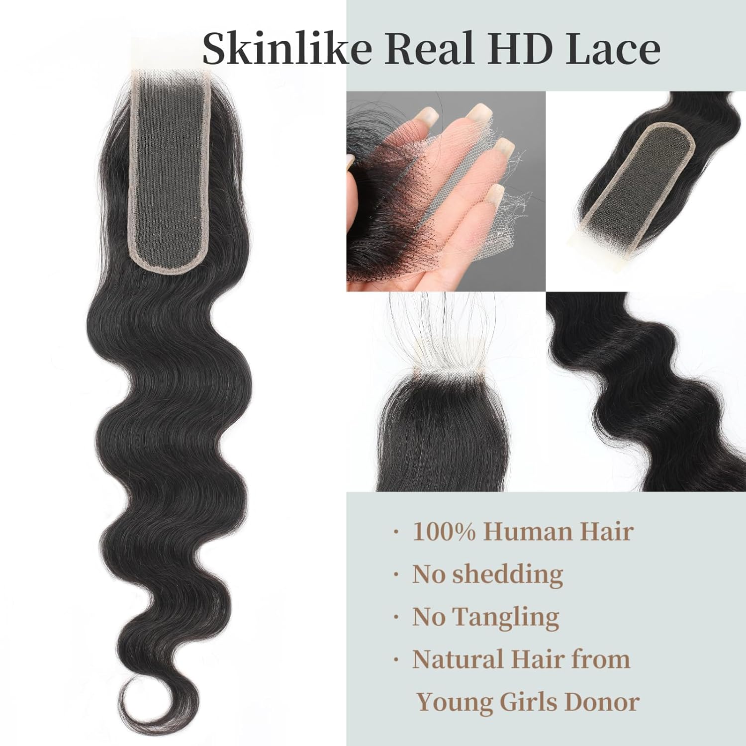 2022 6X6 Lace Closure Human Hair Transparent Lace Free Part Silky Straight With Baby Hair