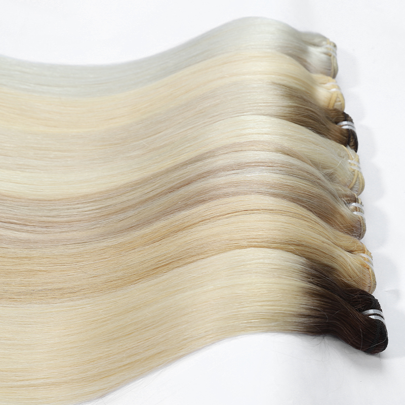 Wholesale Brazilian 100% Raw Virgin Hair Cuticle Aligned Bone Straight Soft Hand Tied Styles Dyed Light Color Natural Genius