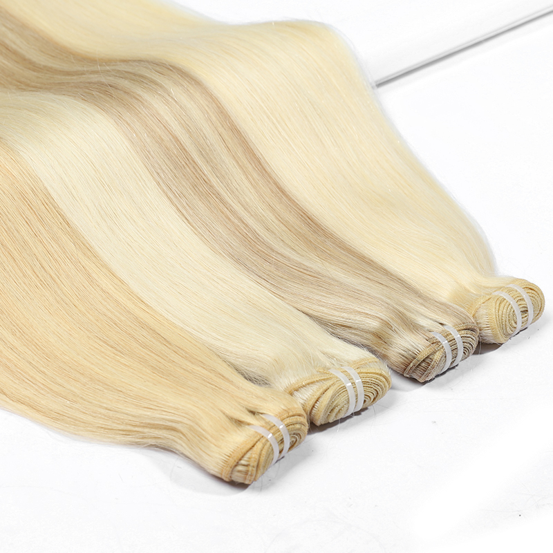 Wholesales Brazilian Hair Weft 100% Raw Virgin Cuticle Aligned Bone Straight Soft Hand Tied Styles Dyed Light Color Natural