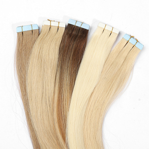 AngelBella 100% Raw Virgin Tape in Hair Extensions Cuticle Aligned Hair With Scales Bone Straight Hair Tape Extensions