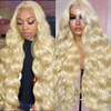 13x4 30 Inch 180% Density Lace Frontal Wig Blonde Body Wave Transparent Lace Front Wigs Human Hair for Black Women