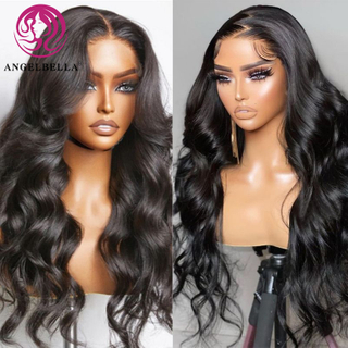 13x4 180% Density Transparent Lace Frontal Wigs Human Hair Pre Plucked With Baby Hair Body Wave Wig