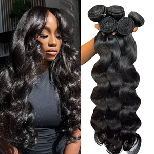 AngelBella AngelBella Wholesale High Quality 40 Inch Natural Black Color Double Drawn Body Wave Human Hair Bundles for Women
