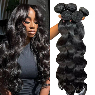 AngelBella AngelBella Wholesale High Quality 40 Inch Natural Black Color Double Drawn Body Wave Human Hair Bundles for Women