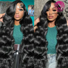 AngelBella 30 Inches 220 Density Brazilian Human Virgin Hair HD Lace Frontal Wigs Body Wave Glueless Lace Front Wig for Women