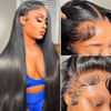 Brazilian 13X4 Straight Human Hair Wigs 180% Density Gluless HD Transparent Swiss Lace Front Wigs for Black Women