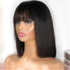 Black Bob Wig with Bangs Full Machine Made Short Straight Bob Wigs for Black Women 8 10 12 14 16 Inch